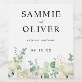 Elegante Magnolia Eucalyptus Gepersonaliseerde bru Wijn Etiket (Enkel label)