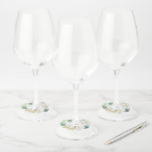 Elegante Magnolia Eucalyptus groen bruiloft gunst Wijnglaslabel (Set)