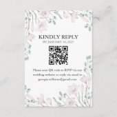 Elegante Magnolia Eucalyptus QR Code RSVP ENC Informatiekaartje (Voorkant)