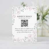 Elegante Magnolia Eucalyptus QR Code RSVP ENC Informatiekaartje (Staand voorkant)