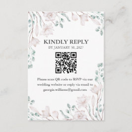 Elegante Magnolia Eucalyptus QR Code RSVP ENC Informatiekaartje