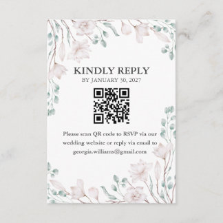Elegante Magnolia Eucalyptus QR Code RSVP ENC Informatiekaartje