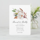 Elegante Magnolia Floral Bridal Brunch Douche Kaart (Staand voorkant)