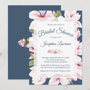 Elegante Magnolia Floral Bridal Shower Uitnodiging