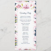 Elegante Magnolia Floral bruiloft ceremonie Programmakaart (Achterkant)