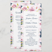 Elegante Magnolia Floral bruiloft ceremonie Programmakaart (Voorkant / Achterkant)