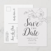 Elegante Magnolia Flower Wedding Save the Date Aankondigingskaart (Voorkant / Achterkant)