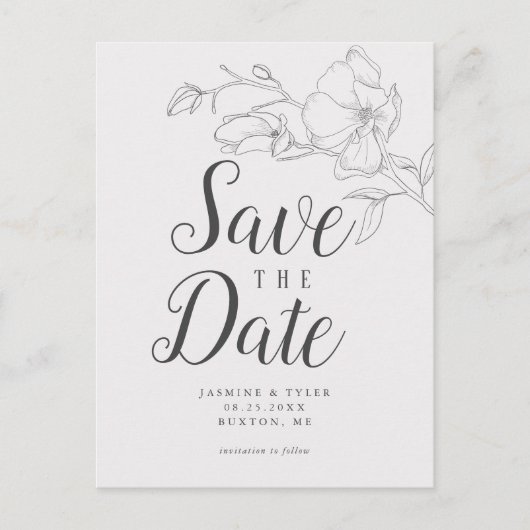 Elegante Magnolia Flower Wedding Save the Date Aankondigingskaart (Voorkant)
