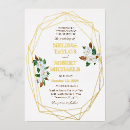 Elegante Magnolia Folie bruiloft uitnodiging