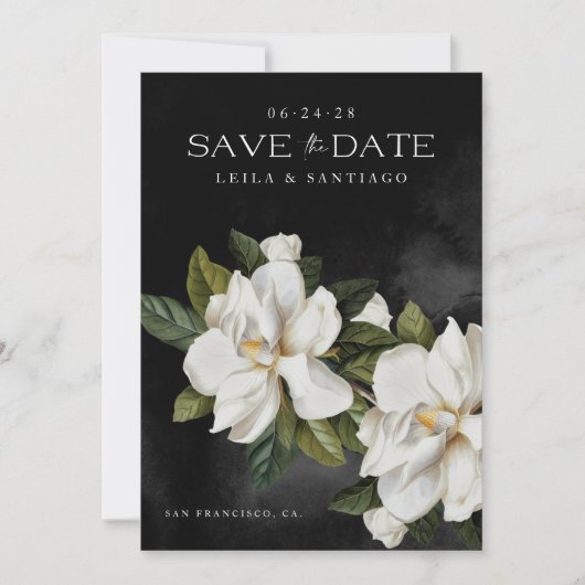 Elegante Magnolia foto Save the Date (Voorkant)
