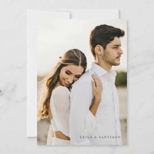 Elegante Magnolia foto Save the Date (Achterkant)