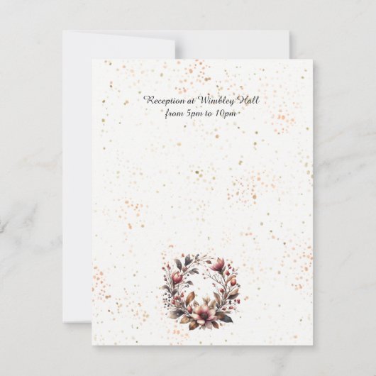 Elegante Magnolia Gouden Accent Huwelijksuitnodigi Kaart (Achterkant)