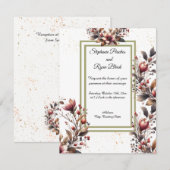 Elegante Magnolia Gouden Accent Huwelijksuitnodigi Kaart (Voorkant / Achterkant)