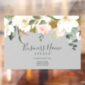 Elegante Magnolia | Grijs Zakelijk Raamsticker (Vel 2)