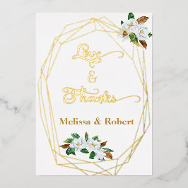 Elegante Magnolia Large bedankkaart Folie Feestdagenkaart