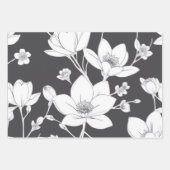 Elegante Magnolia Line Art – Minimalistische Bloem Inpakpapier Vel (Voorkant 2)