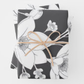Elegante Magnolia Line Art – Minimalistische Bloem Inpakpapier Vel (In situ)
