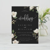 Elegante Magnolia Modern Foto Huwelijk  Kaart (Staand voorkant)