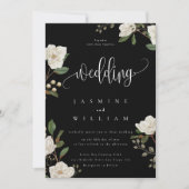 Elegante Magnolia Moderne foto bruiloft Kaart (Voorkant)