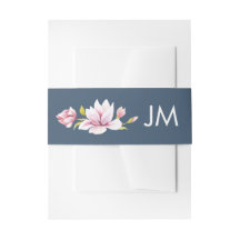 Elegante Magnolia Monogram Bloemen Bruiloft