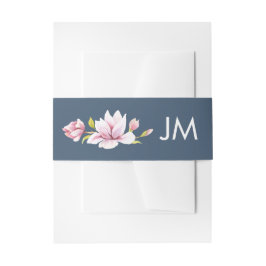 Elegante Magnolia Monogram Bloemen Bruiloft Uitnodigingen Wikkel