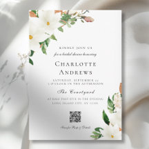 Elegante Magnolia QR Code Bruiloftsborrel
