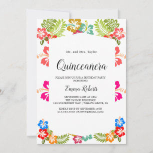 Elegante Magnolia Quinceañera in wit en blosroze Kaart
