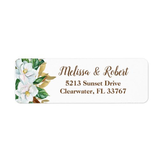 Elegante Magnolia retouradreslabels Etiket (Voorkant)