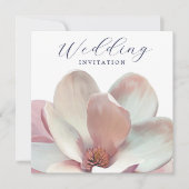 Elegante Magnolia roze en witte bruiloft Kaart (Voorkant)