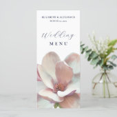Elegante Magnolia roze en witte bruiloft Menu (Staand voorkant)