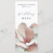 Elegante Magnolia roze en witte bruiloft Menu (Voorkant)