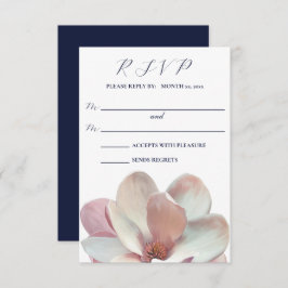 Elegante Magnolia roze en witte bruiloft RSVP Kaartje