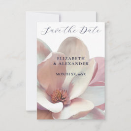 Elegante Magnolia roze en witte bruiloft Save The Date