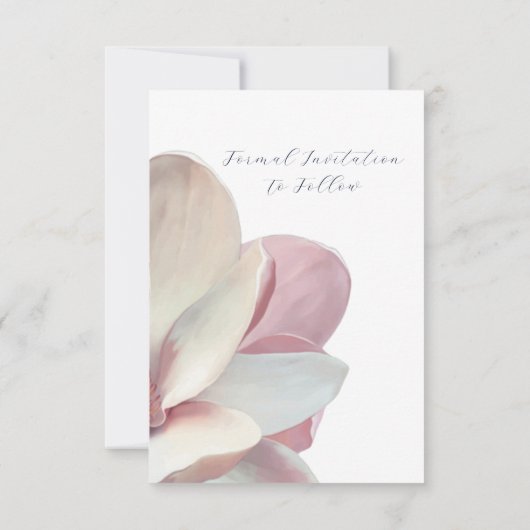 Elegante Magnolia roze en witte bruiloft Save The Date (Achterkant)