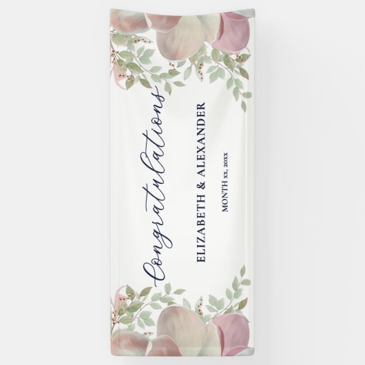 Elegante Magnolia roze en witte bruiloft Spandoek (Verticaal)