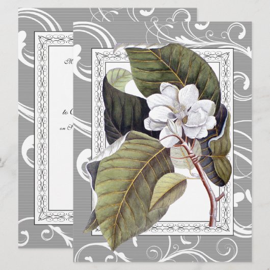 Elegante Magnolia Southern Belle bruiloft Kaart (Voorkant / Achterkant)