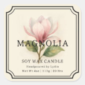 Elegante Magnolia Soy Wax Candle Business Label (Voorkant)