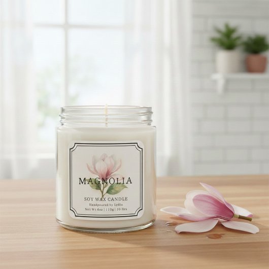 Elegante Magnolia Soy Wax Candle Business Label