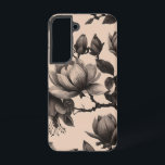 Elegante  Magnolia Tough Hoesje Samsung Galaxy Hoesje<br><div class="desc">Wikkel je telefoon in tijdloze elegantie met dit stoere hoesje met een naadloze monochrome afbeelding van magnoliabloemen en takken. Dit verfijnde patroon vangt de delicate schoonheid van magnolia's in verschillende stadia van bloei, weergegeven in ingewikkelde details met een klassiek, botanisch gevoel dat doet denken aan historische illustraties. Het grijswaardenpalet voegt...</div>