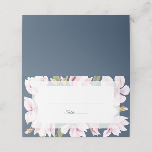 Elegante Magnolia Trouwtafel Plaatskaartje (Buitenkant ongevouwen)