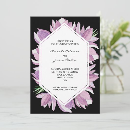 Elegante Magnolia Watercolor Bruiloft Kaart (Staand voorkant)