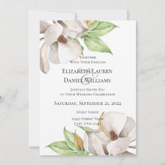 Elegante Magnolia Watercolor Uitnodiging