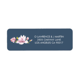 Elegante Magnolia Waterverf Bloemen Etiket