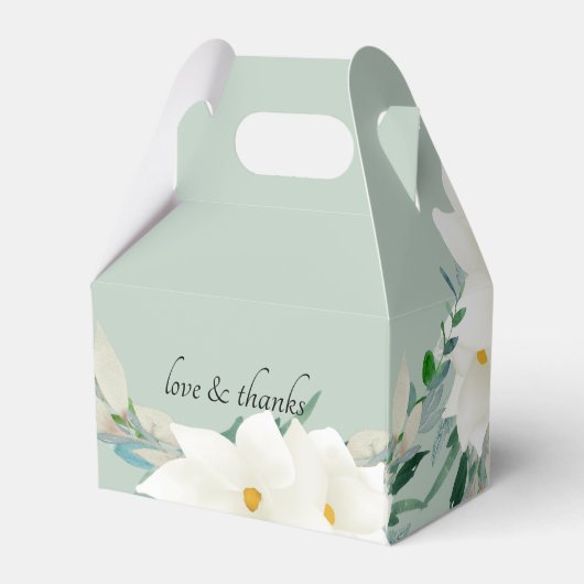 Elegante Magnolia Wedding Sage Green Bedankdoosjes (Achterkant)