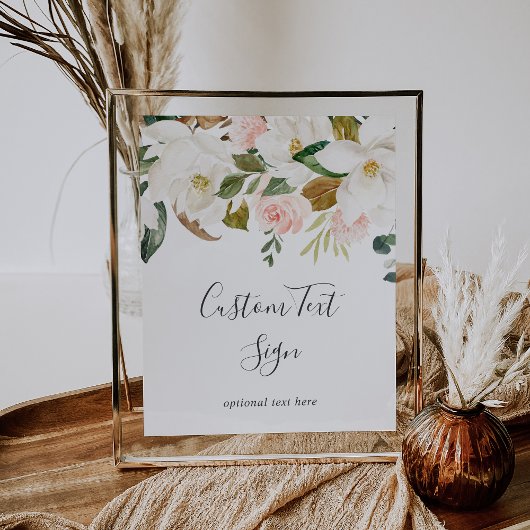 Elegante Magnolia | Wit & Blush Tekstbord Op Maat Poster