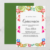 Elegante Magnolia | Witte en Blush Quinceañera  Kaart (Voorkant / Achterkant)