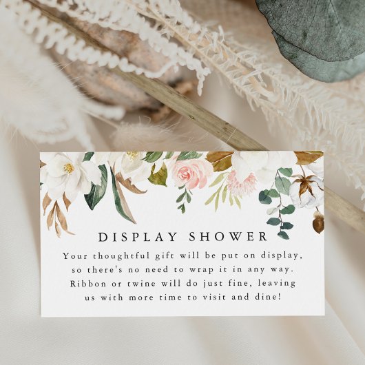 Elegante Magnolias Baby shower Display Douche Informatiekaartje
