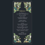 Elegante Magpie Art Nouveau bruiloft Menu<br><div class="desc">Elegant en modern bruiloftsontwerp geïnspireerd door de Art Nouveau-stijl. Dit ontwerp is voorzien van een lijst van vier ekstervogels met groene wijnstokken en bladeren. Overeenkomende items in onze winkel voor een compleet feestthema. Het goud op dit artikel is geen echte folie.</div>