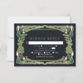 Elegante Magpie Art Nouveau bruiloft RSVP (Voorkant)