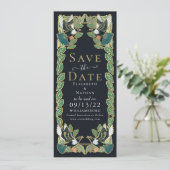 Elegante Magpie Art Nouveau bruiloft Save the Date Kaart (Staand voorkant)